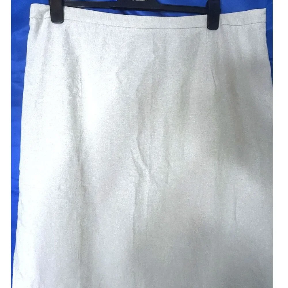 Old Navy Womens Cream Midi Skirt XL Neutral Capsule Wardrobe‎ Linen Minimalist